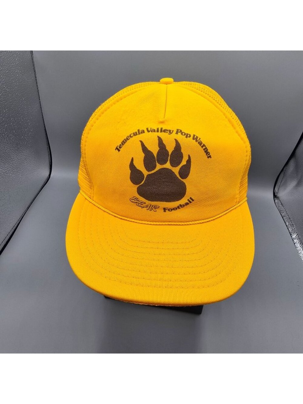 Distressed Temecula Valley Pop Warner Bear Football Yellow Snapback Trucker Hat